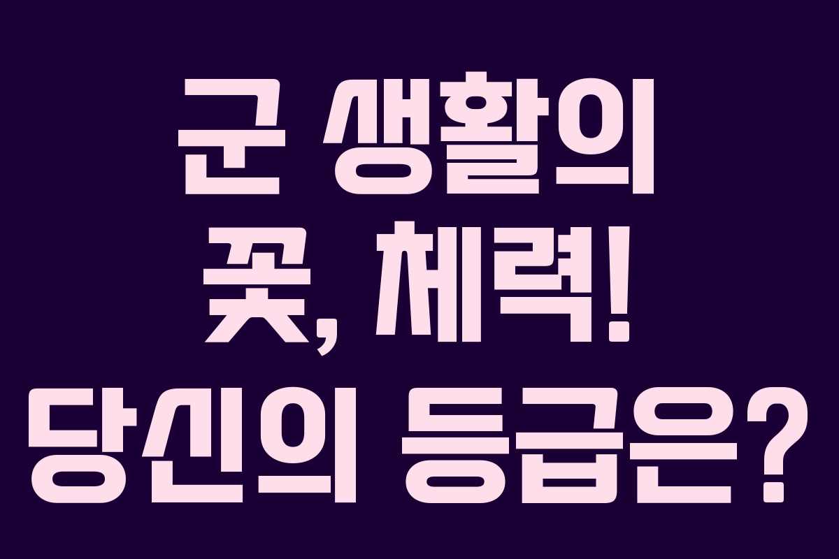 군 생활의 꽃, 체력! 당신의 등급은?