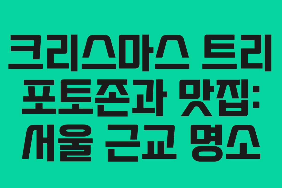 크리스마스 트리 포토존과 맛집: 서울 근교 명소