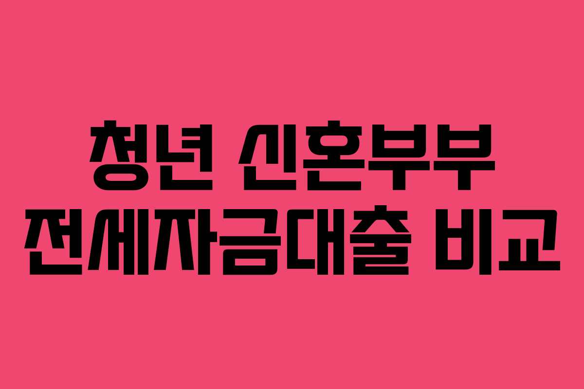 청년 신혼부부 전세자금대출 비교 청년 신혼부부 전세자금대출 비교