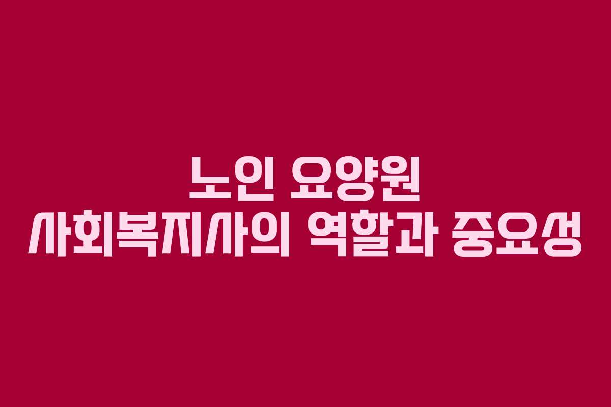 노인 요양원 사회복지사의 역할과 중요성