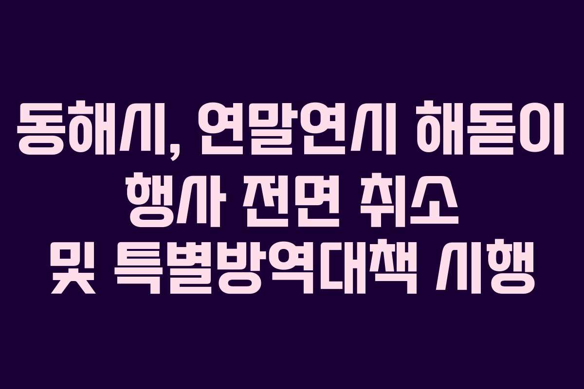 동해시, 연말연시 해돋이 행사 전면 취소 및 특별방역대책 시행
