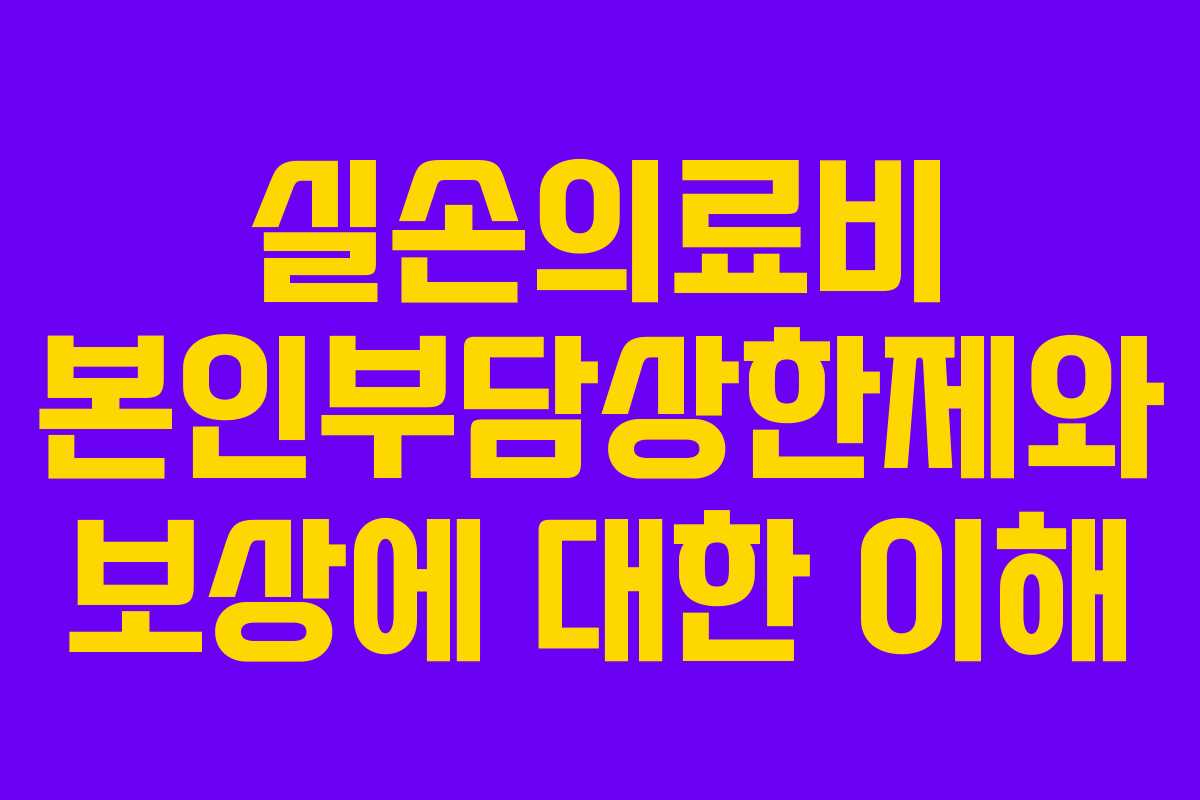 실손의료비 본인부담상한제와 보상에 대한 이해