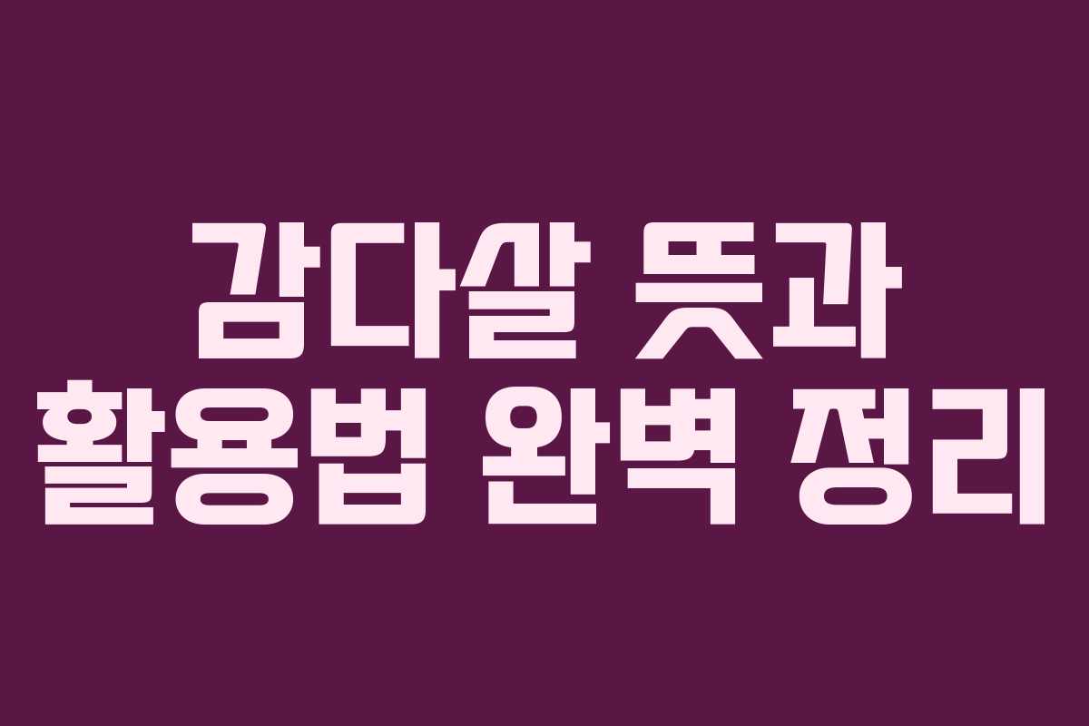 감다살 뜻과 활용법 완벽 정리