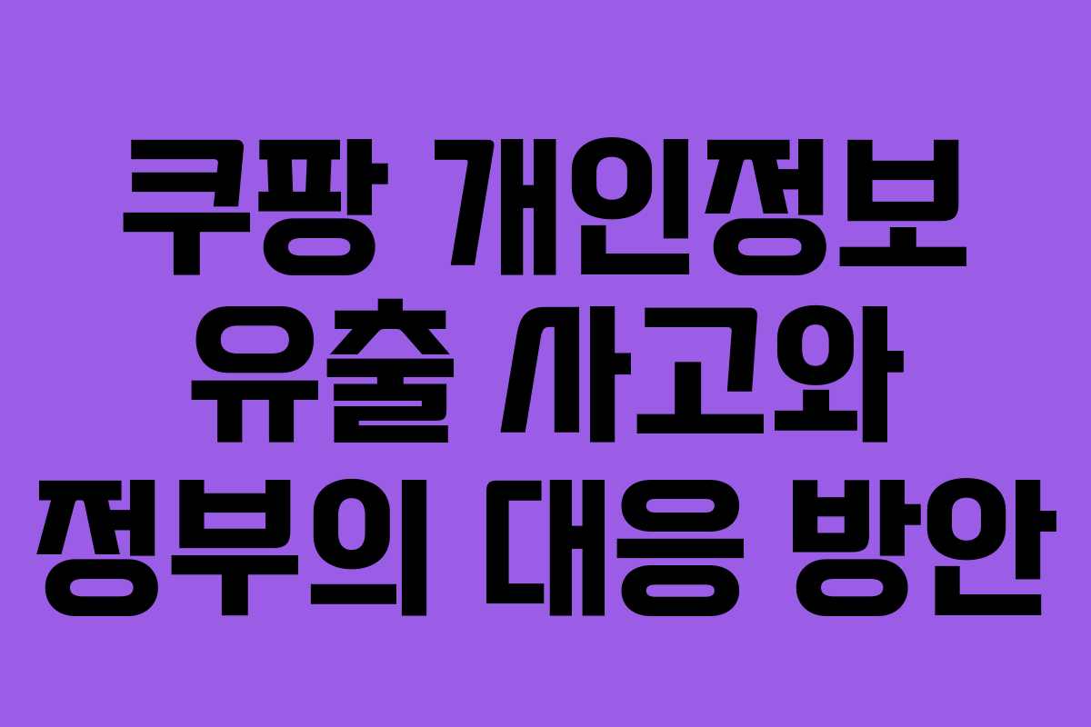 쿠팡 개인정보 유출 사고와 정부의 대응 방안
