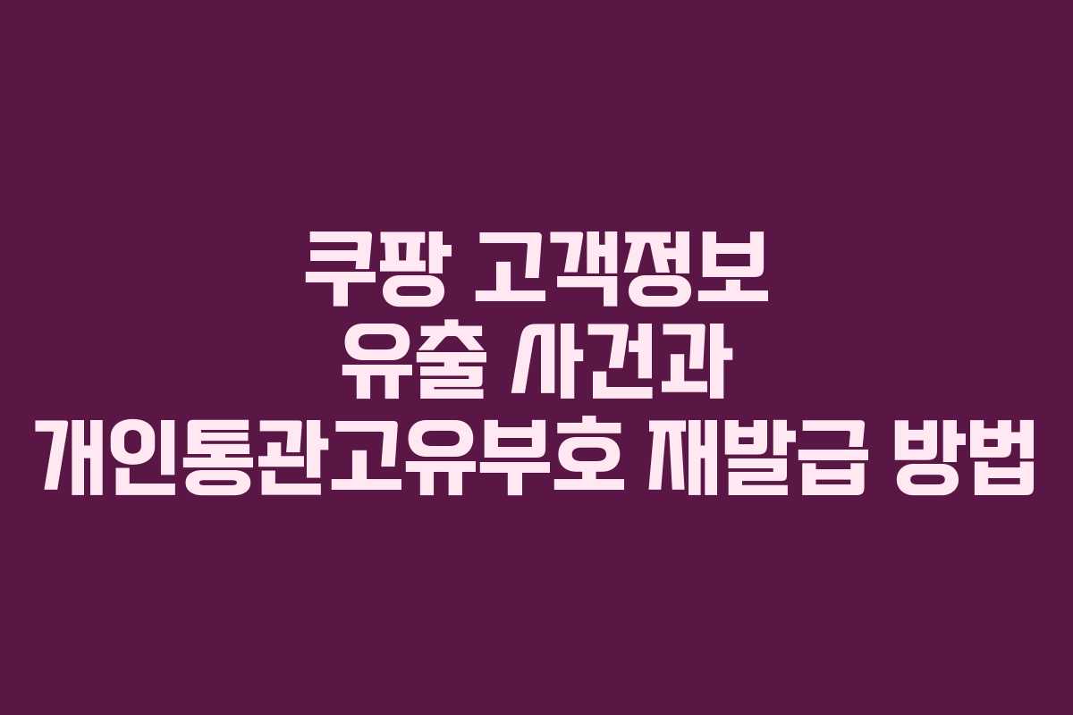 쿠팡 고객정보 유출 사건과 개인통관고유부호 재발급 방법