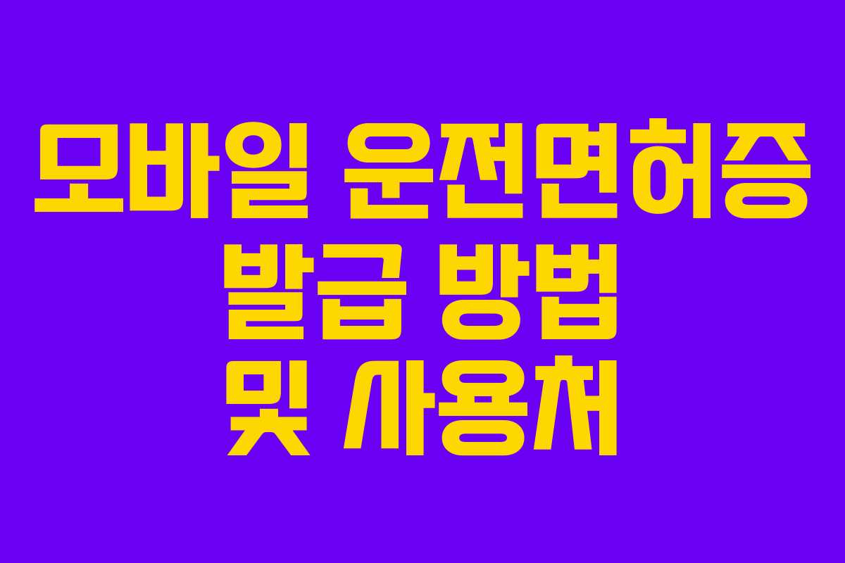 모바일 운전면허증 발급 방법 및 사용처