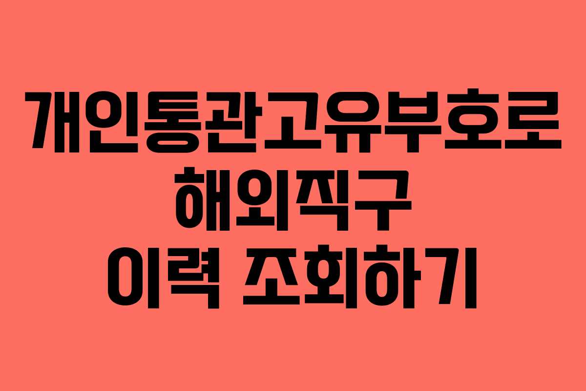 개인통관고유부호로 해외직구 이력 조회하기