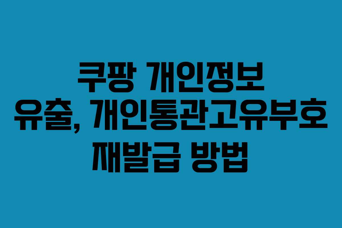 쿠팡 개인정보 유출, 개인통관고유부호 재발급 방법