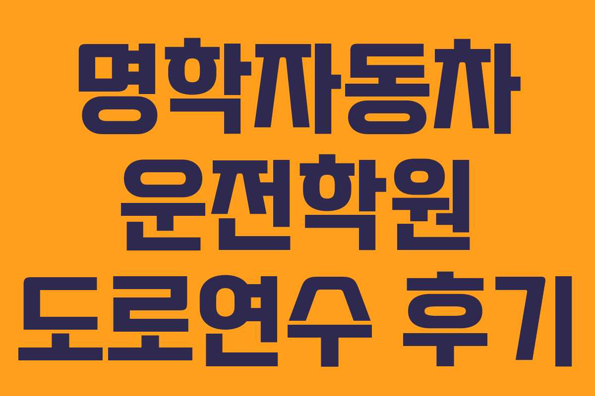 명학자동차 운전학원 도로연수 후기