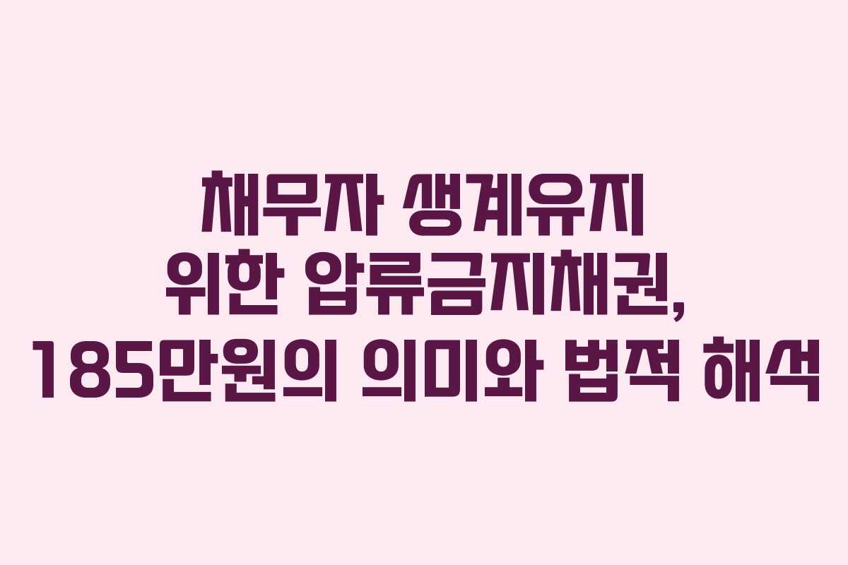채무자 생계유지 위한 압류금지채권, 185만원의 의미와 법적 해석 채무자 생계유지 위한 압류금지채권, 185만원의 의미와 법적 해석