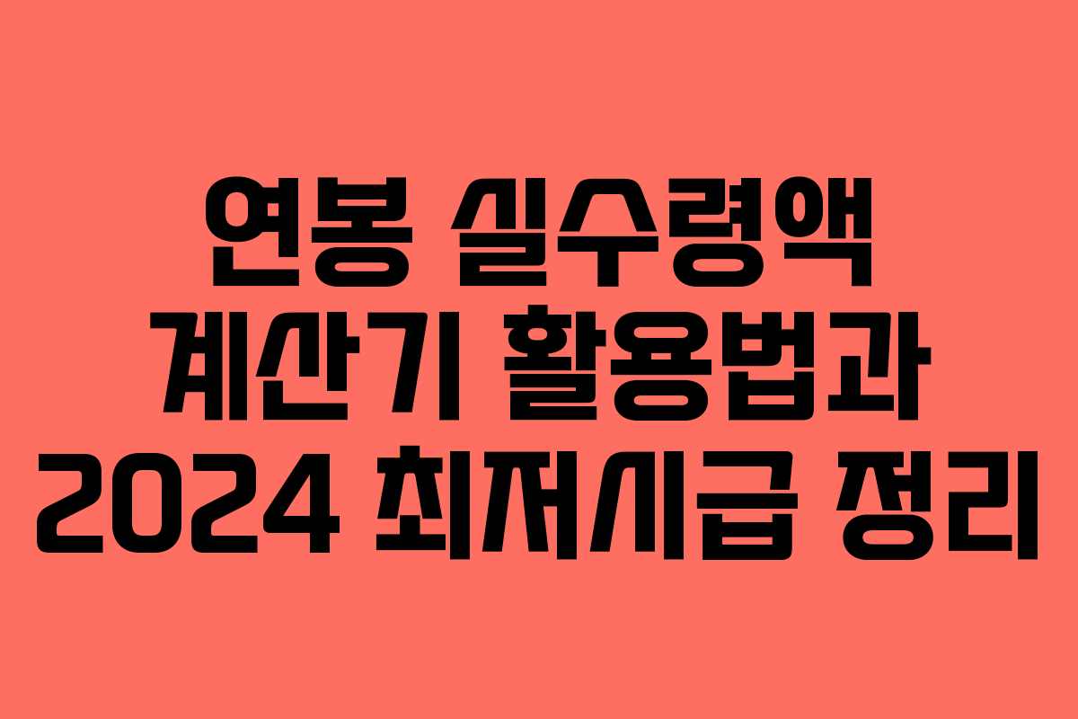 연봉 실수령액 계산기 활용법과 2024 최저시급 정리
