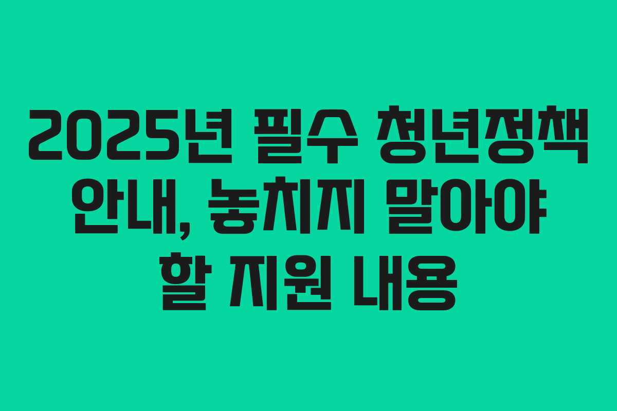2025년 필수 청년정책 안내, 놓치지 말아야 할 지원 내용