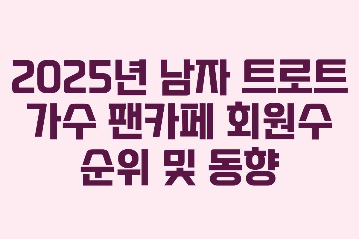 2025년 남자 트로트 가수 팬카페 회원수 순위 및 동향 2025년 남자 트로트 가수 팬카페 회원수 순위 및 동향