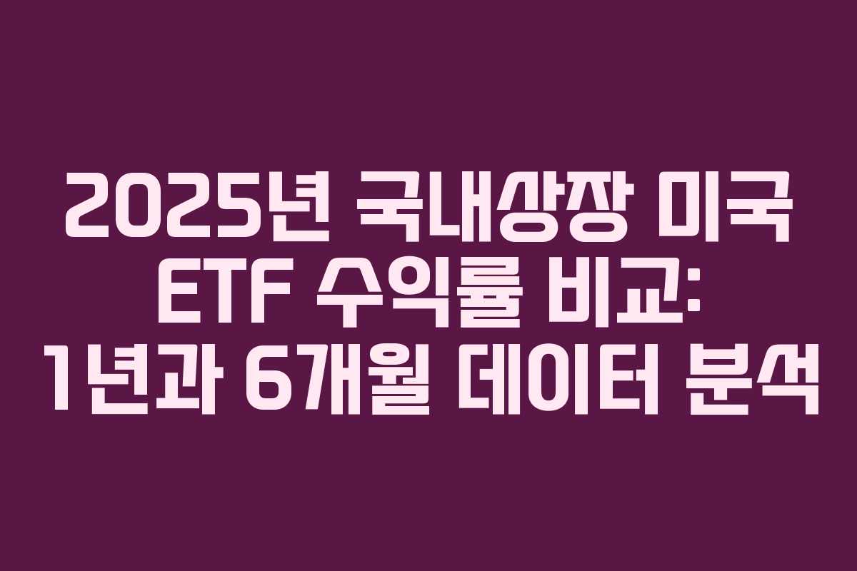 2025년 국내상장 미국 ETF 수익률 비교: 1년과 6개월 데이터 분석 2025년 국내상장 미국 ETF 수익률 비교: 1년과 6개월 데이터 분석