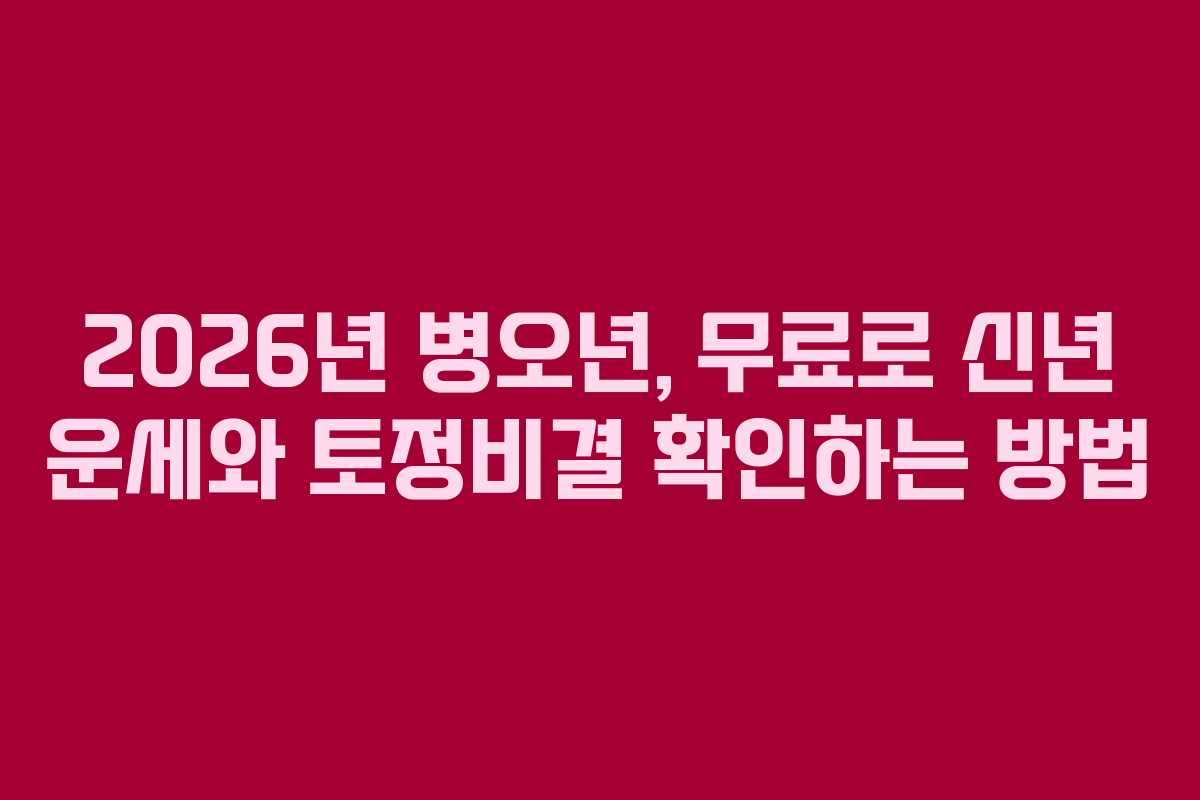 2026년 병오년, 무료로 신년 운세와 토정비결 확인하는 방법