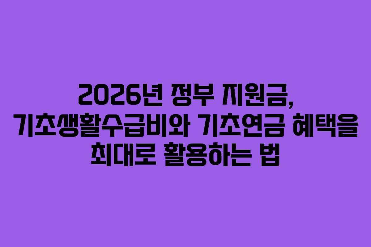 2026년 정부 지원금, 기초생활수급비와 기초연금 혜택을 최대로 활용하는 법