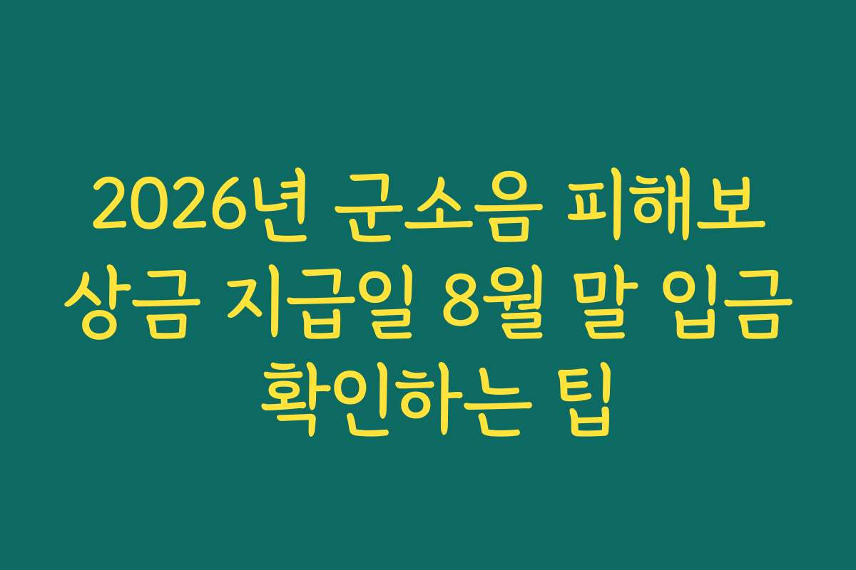 2026년 군소음 피해보상금 지급일 8월 말 입금 확인하는 팁