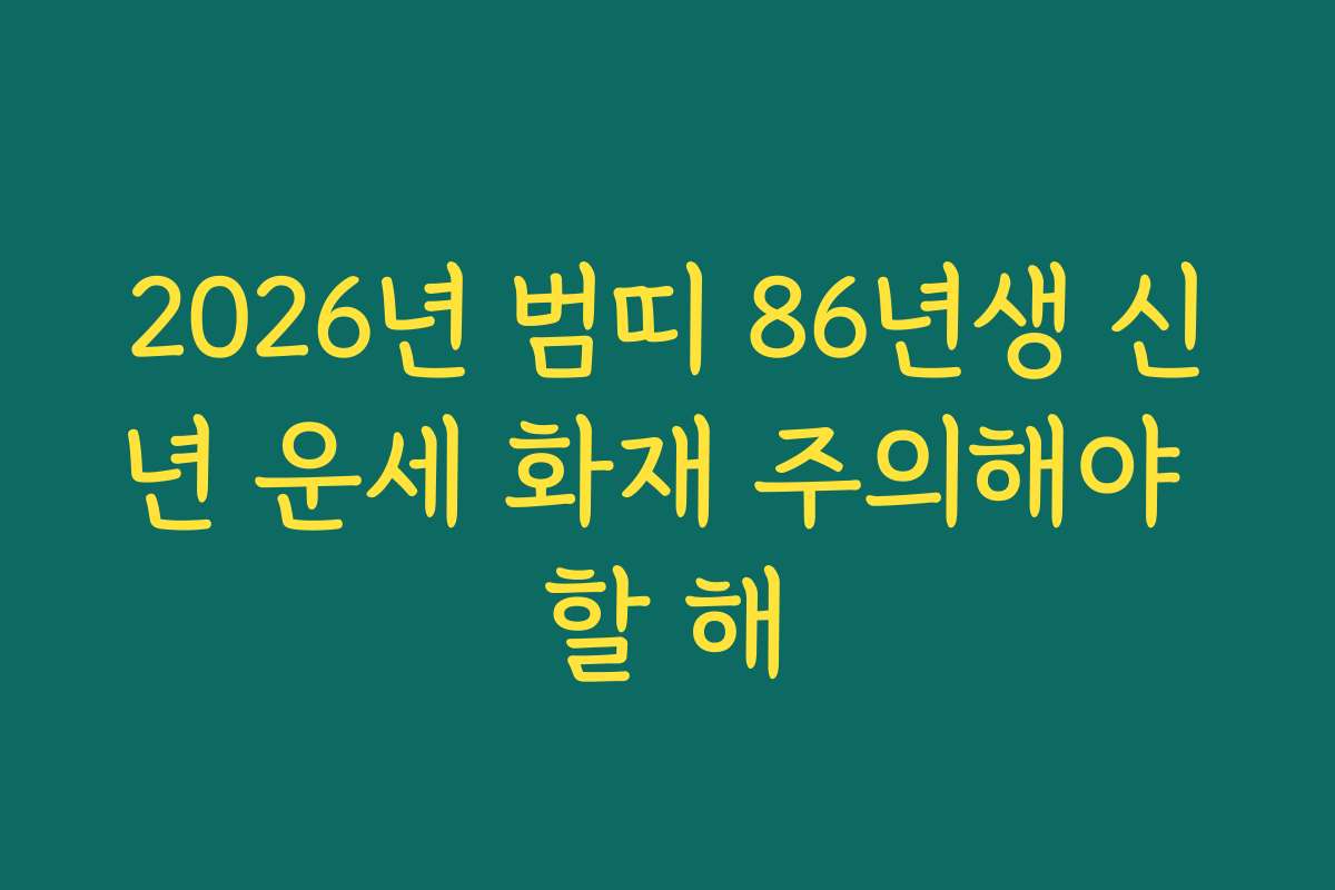 2026년 범띠 86년생 신년 운세 화재 주의해야 할 해