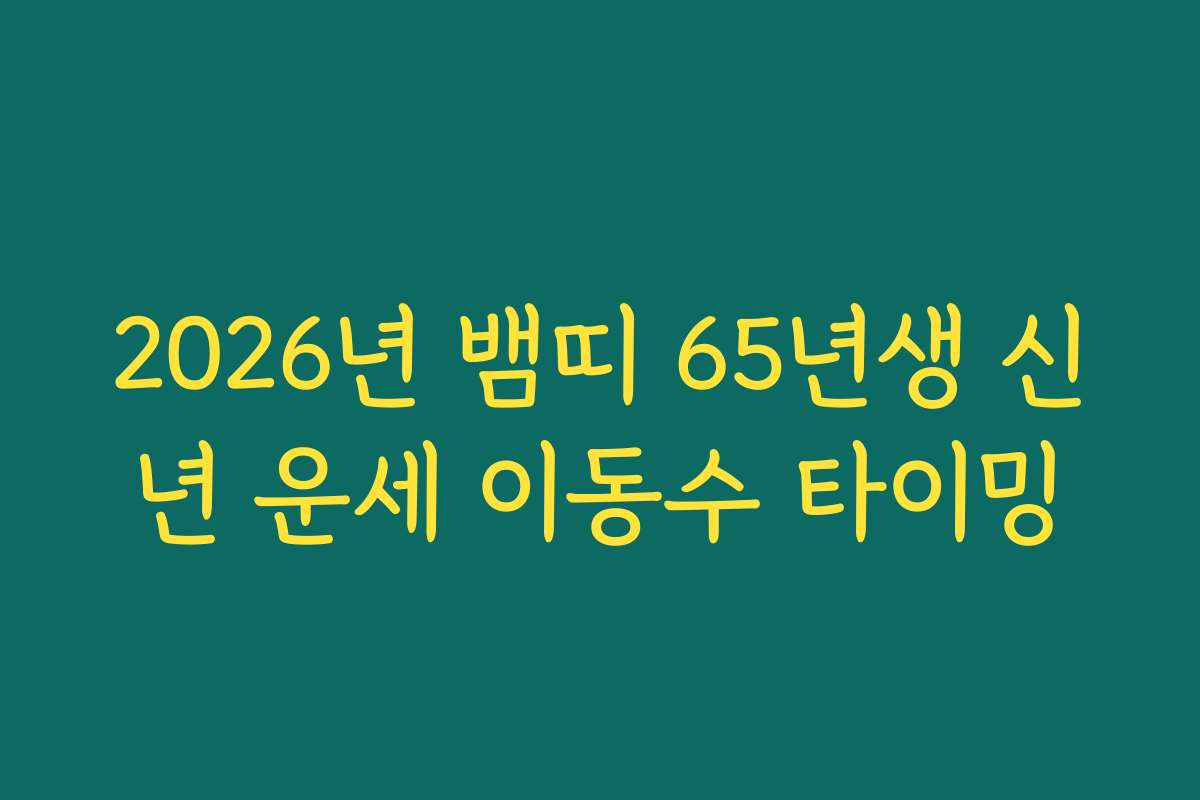 2026년 뱀띠 65년생 신년 운세 이동수 타이밍