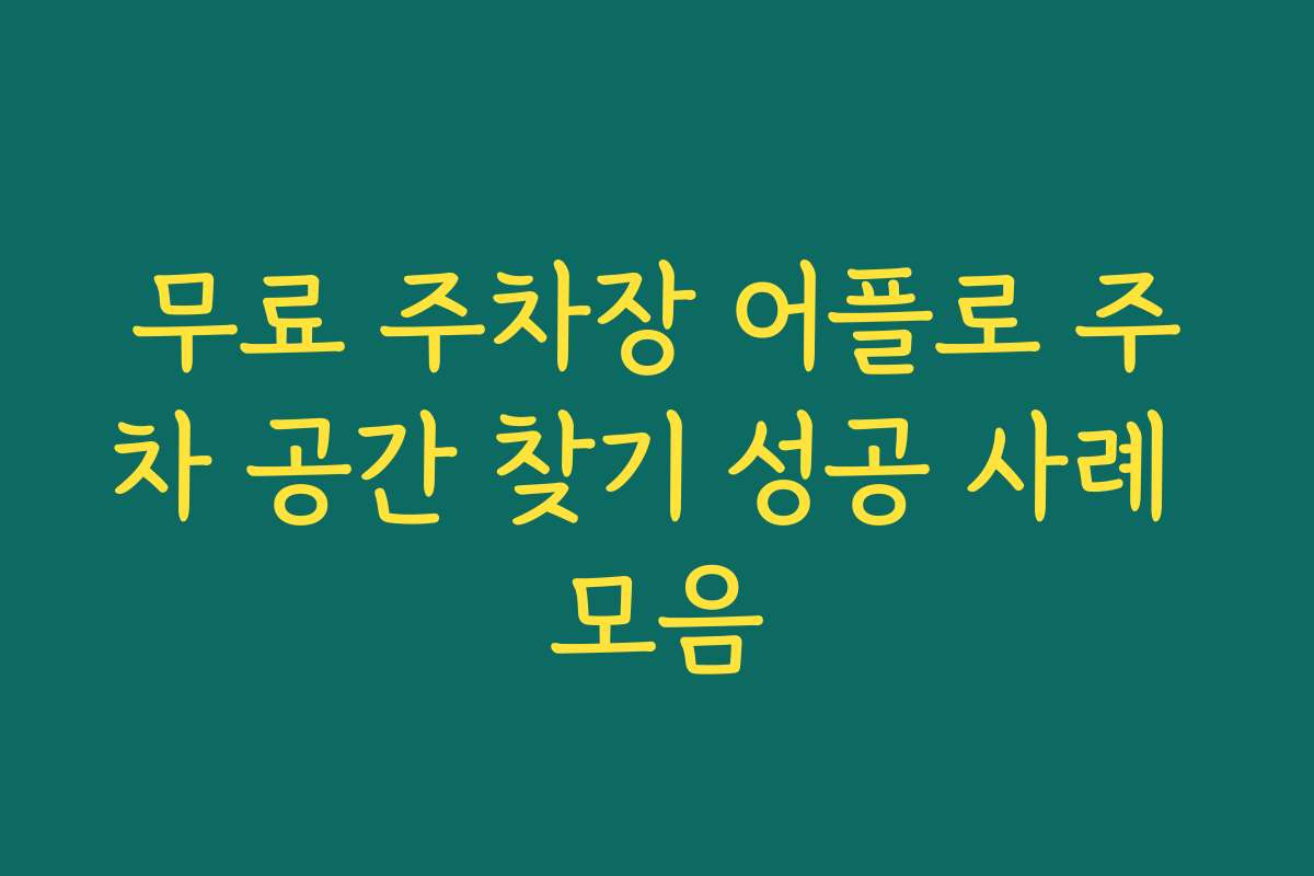 무료 주차장 어플로 주차 공간 찾기 성공 사례 모음 무료 주차장 어플로 주차 공간 찾기 성공 사례 모음