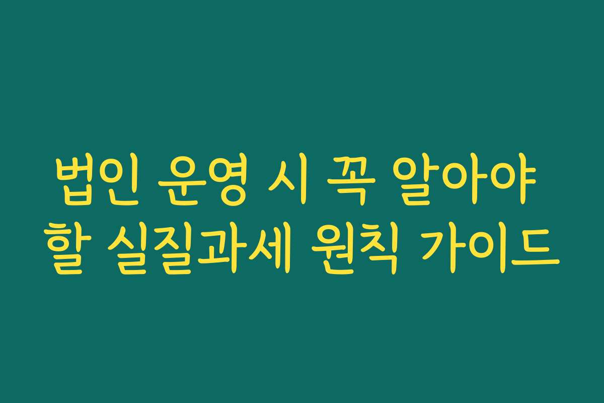 법인 운영 시 꼭 알아야 할 실질과세 원칙 가이드