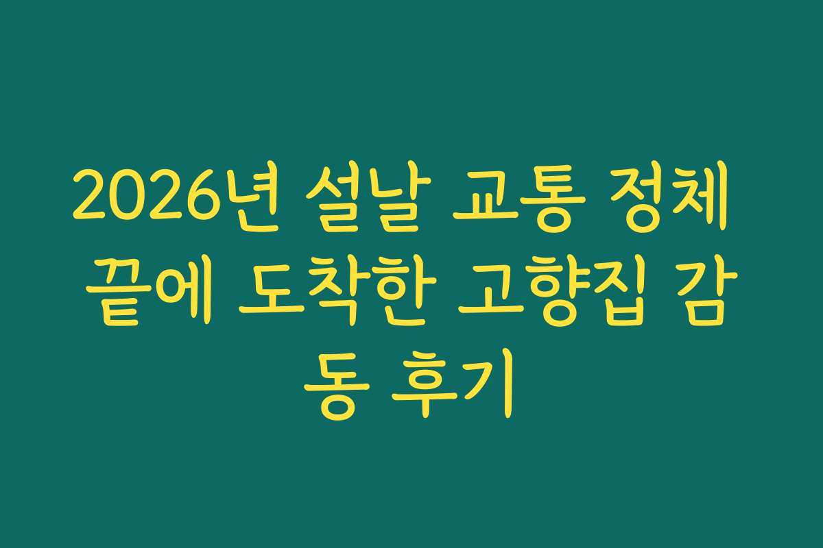 2026년 설날 교통 정체 끝에 도착한 고향집 감동 후기