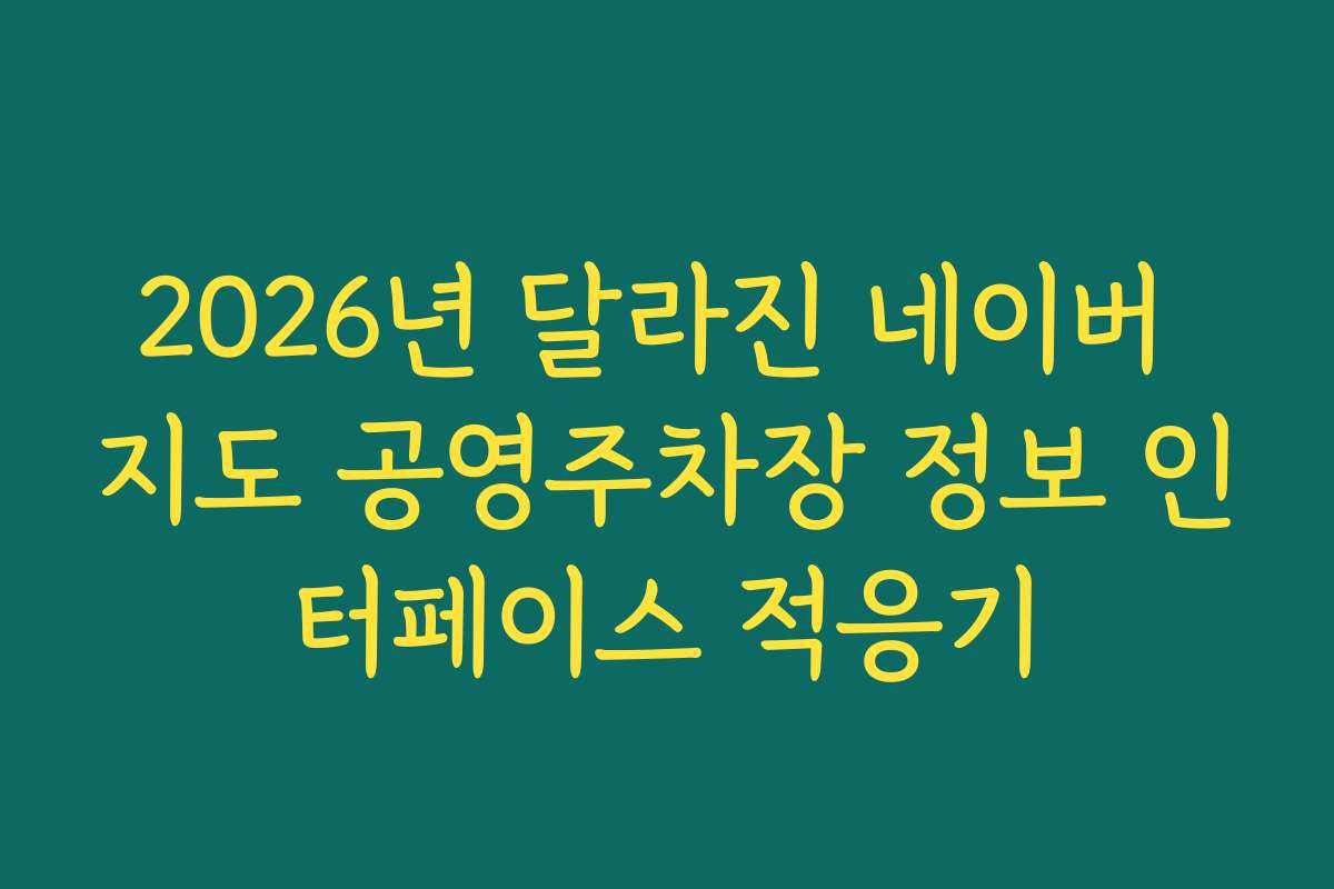 2026년 달라진 네이버 지도 공영주차장 정보 인터페이스 적응기