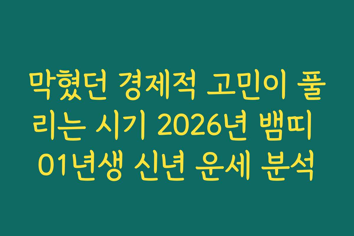 막혔던 경제적 고민이 풀리는 시기 2026년 뱀띠 01년생 신년 운세 분석