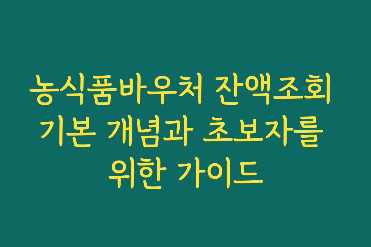 농식품바우처 잔액조회 기본 개념과 초보자를 위한 가이드