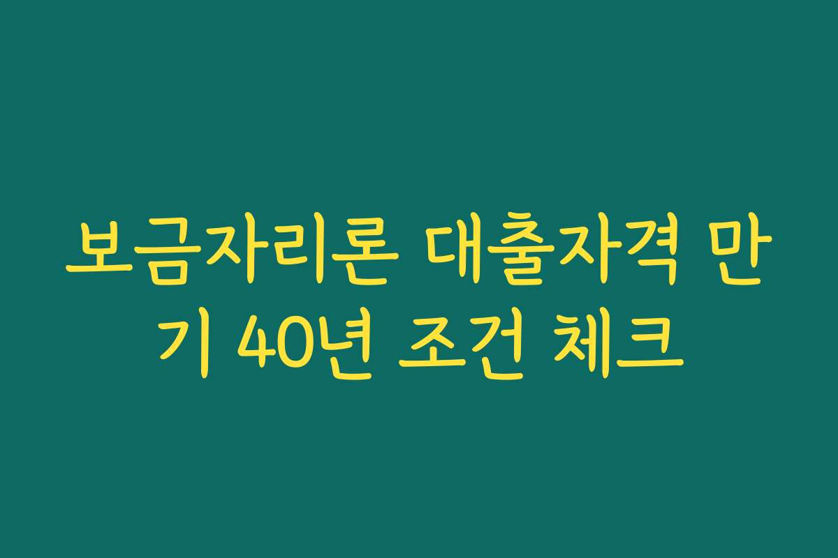 보금자리론 대출자격 만기 40년 조건 체크