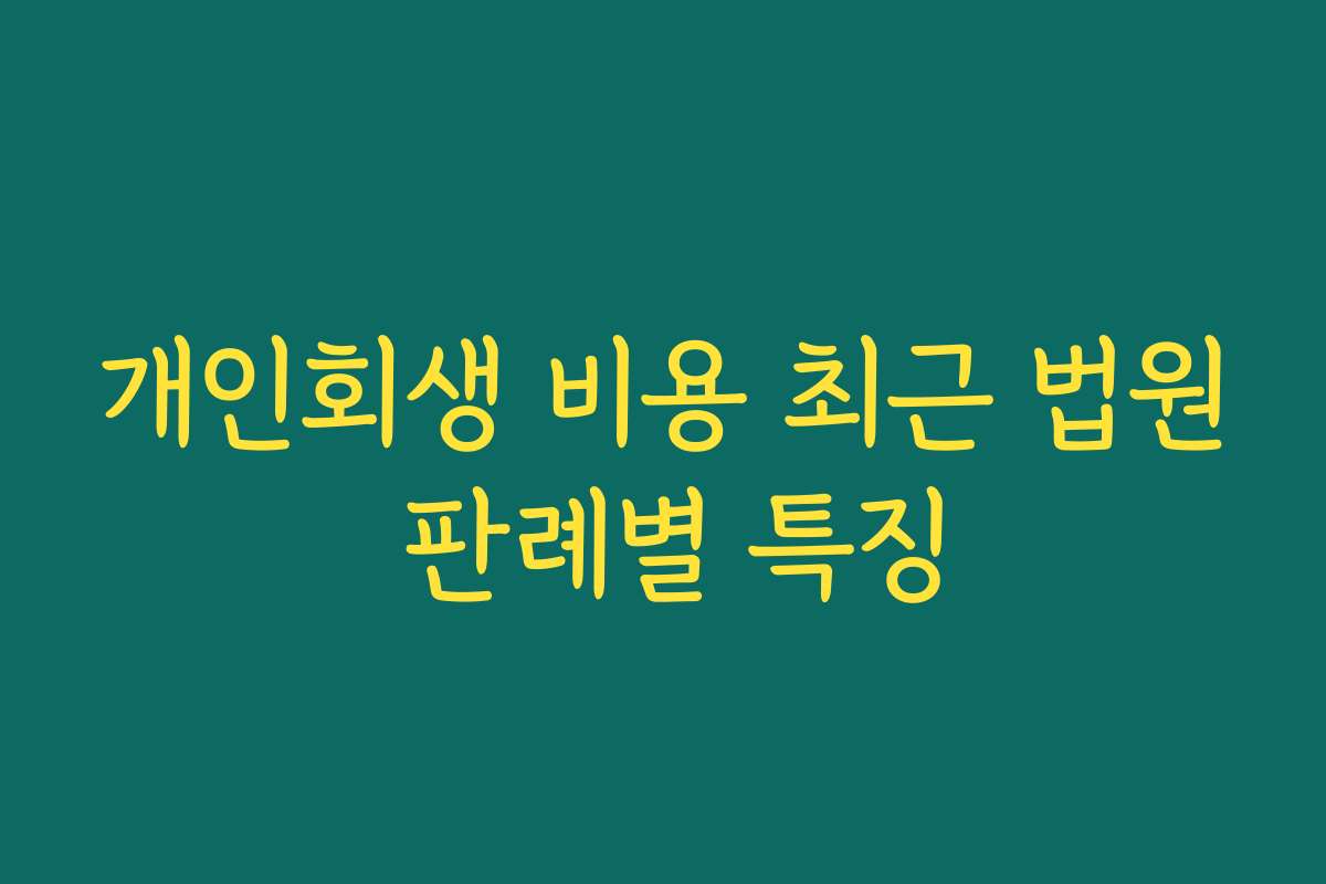 개인회생 비용 최근 법원 판례별 특징