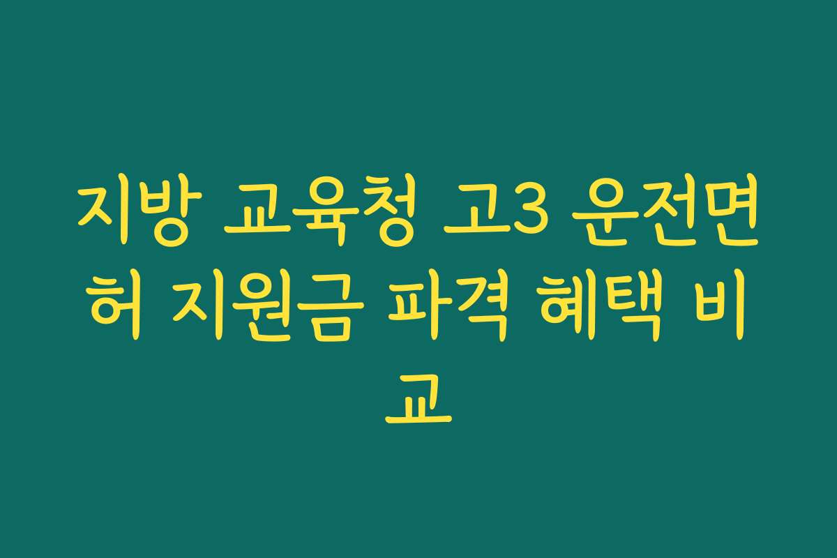 지방 교육청 고3 운전면허 지원금 파격 혜택 비교