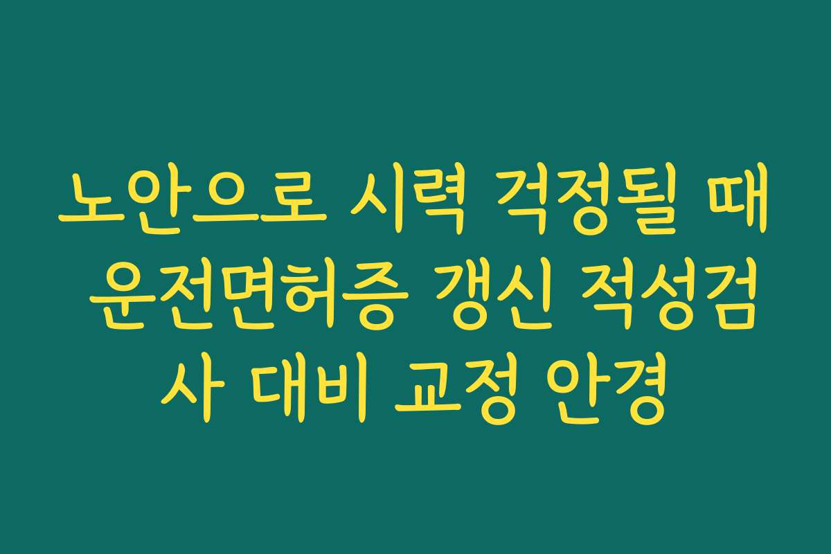 노안으로 시력 걱정될 때 운전면허증 갱신 적성검사 대비 교정 안경 노안으로 시력 걱정될 때 운전면허증 갱신 적성검사 대비 교정 안경