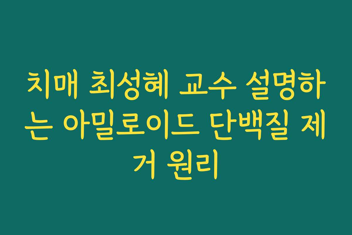 치매 최성혜 교수 설명하는 아밀로이드 단백질 제거 원리