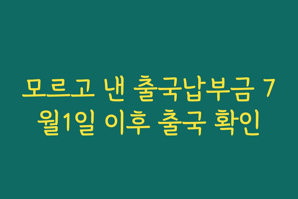 모르고 낸 출국납부금 7월1일 이후 출국 확인