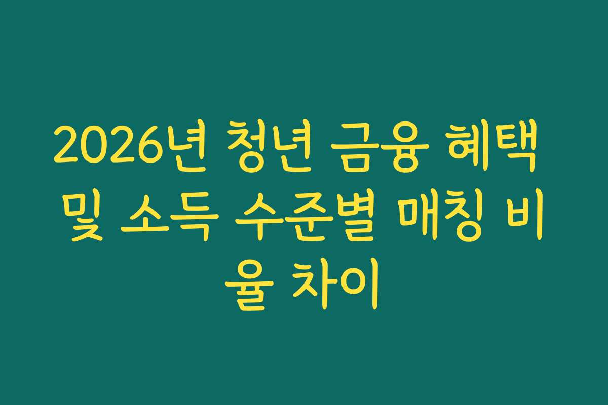 2026년 청년 금융 혜택 및 소득 수준별 매칭 비율 차이