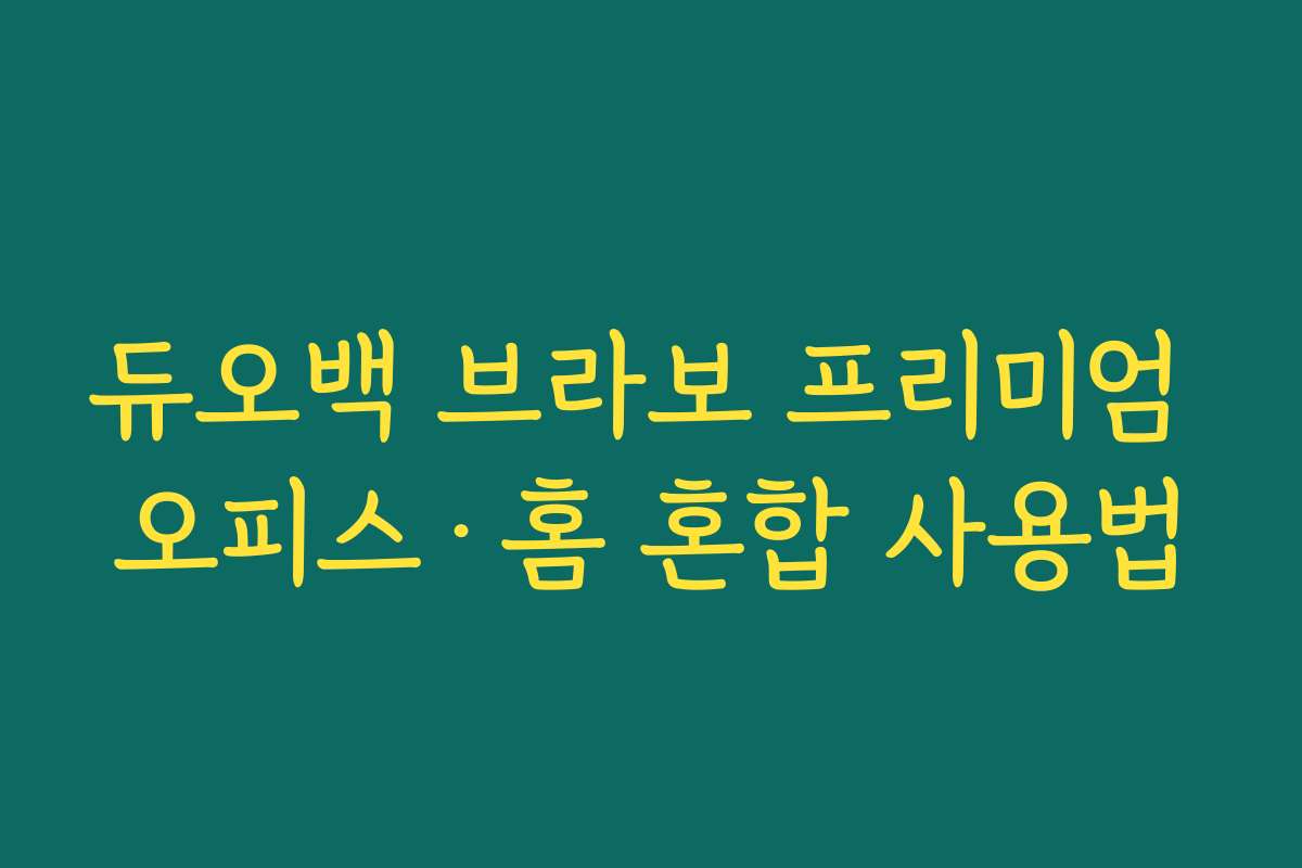 듀오백 브라보 프리미엄 오피스·홈 혼합 사용법