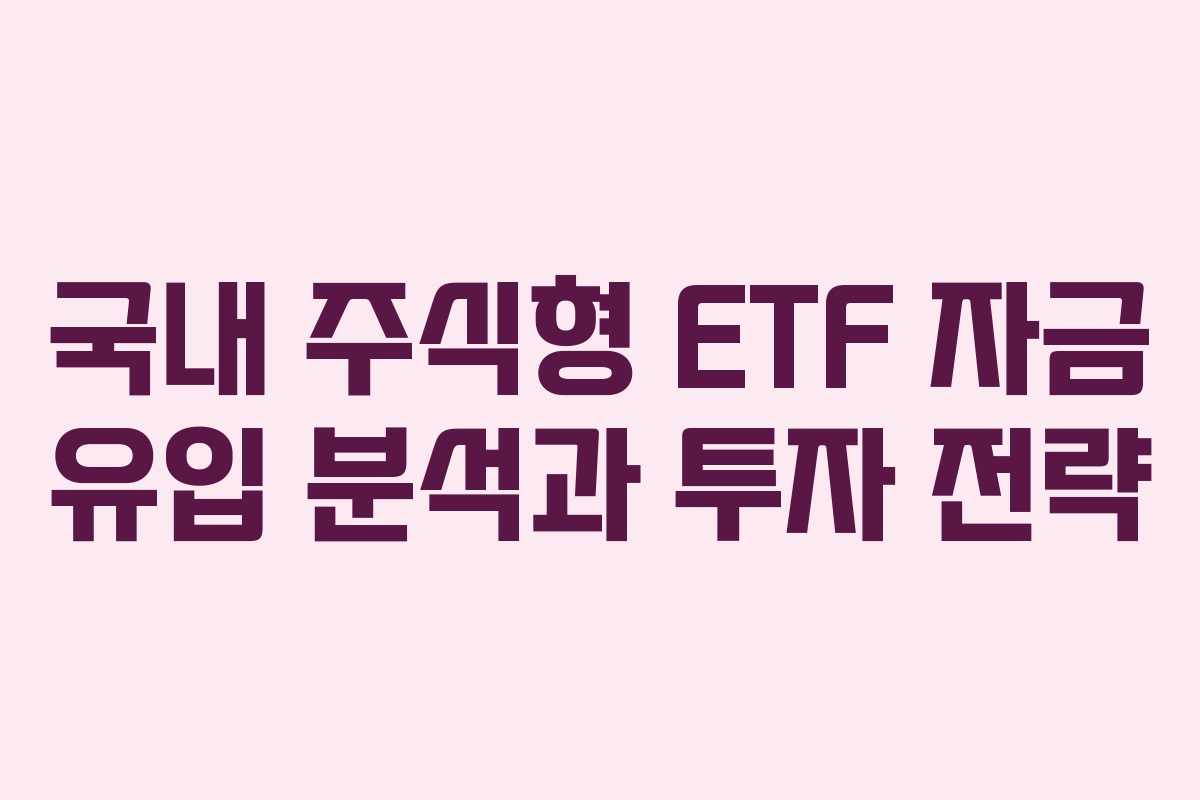 국내 주식형 ETF 자금 유입 분석과 투자 전략 국내 주식형 ETF 자금 유입 분석과 투자 전략