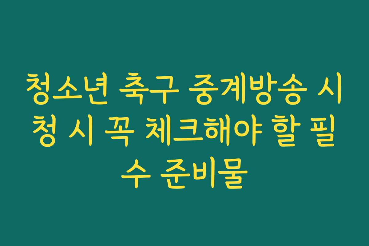 청소년 축구 중계방송 시청 시 꼭 체크해야 할 필수 준비물 청소년 축구 중계방송 시청 시 꼭 체크해야 할 필수 준비물