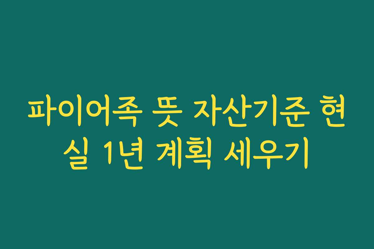 파이어족 뜻 자산기준 현실 1년 계획 세우기