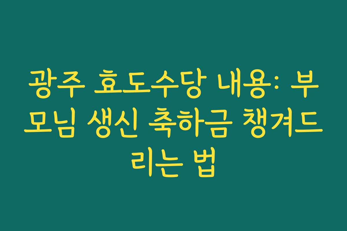 광주 효도수당 내용: 부모님 생신 축하금 챙겨드리는 법