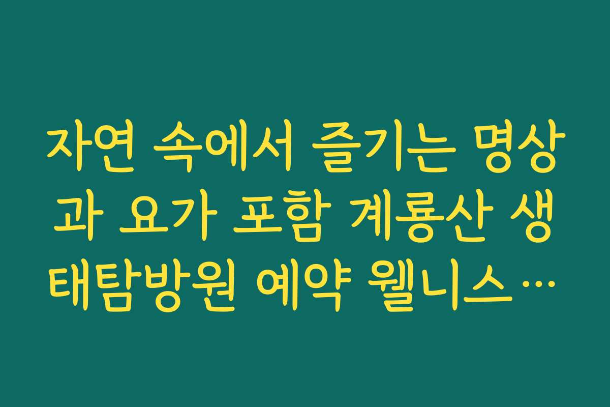 자연 속에서 즐기는 명상과 요가 포함 계룡산 생태탐방원 예약 웰니스 체험