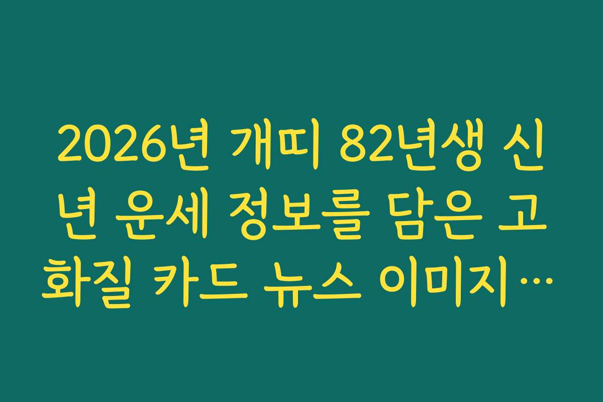 2026년 개띠 82년생 신년 운세 정보를 담은 고화질 카드 뉴스 이미지 자료