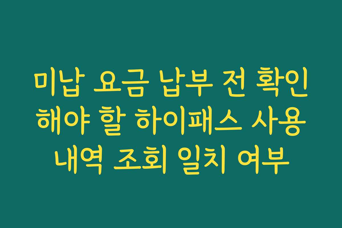 미납 요금 납부 전 확인해야 할 하이패스 사용내역 조회 일치 여부