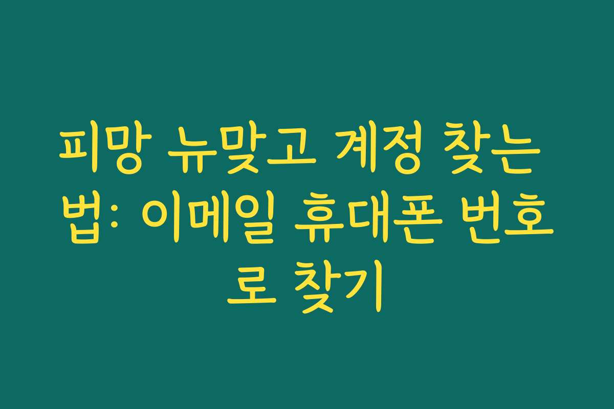 피망 뉴맞고 계정 찾는 법: 이메일 휴대폰 번호로 찾기