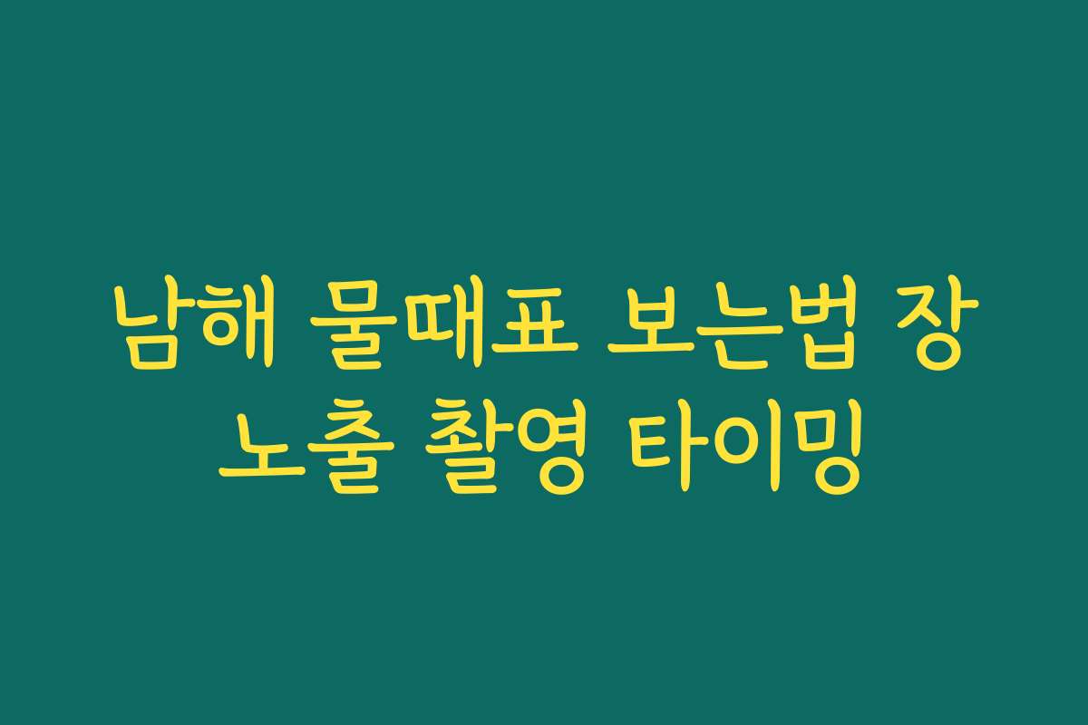 남해 물때표 보는법 장노출 촬영 타이밍 남해 물때표 보는법 장노출 촬영 타이밍
