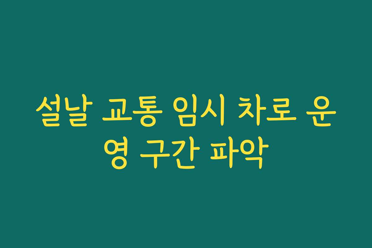 설날 교통 임시 차로 운영 구간 파악