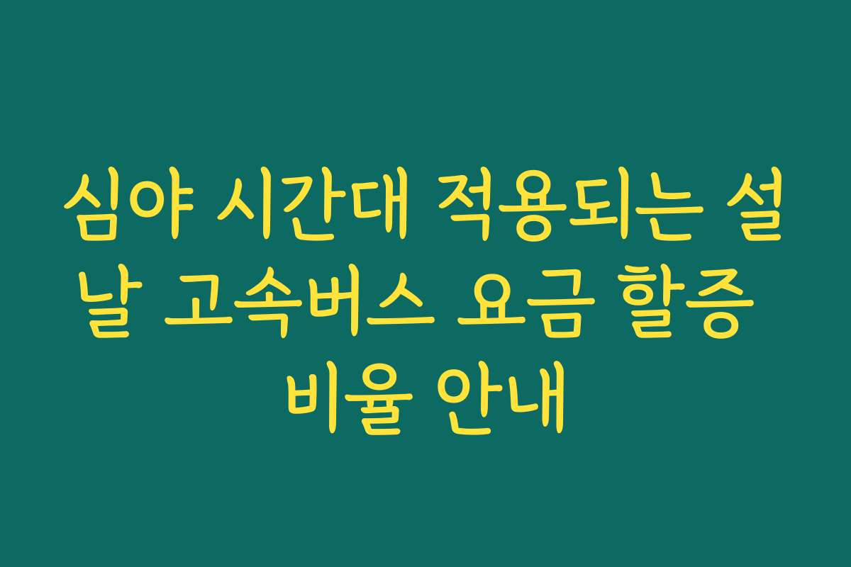 심야 시간대 적용되는 설날 고속버스 요금 할증 비율 안내