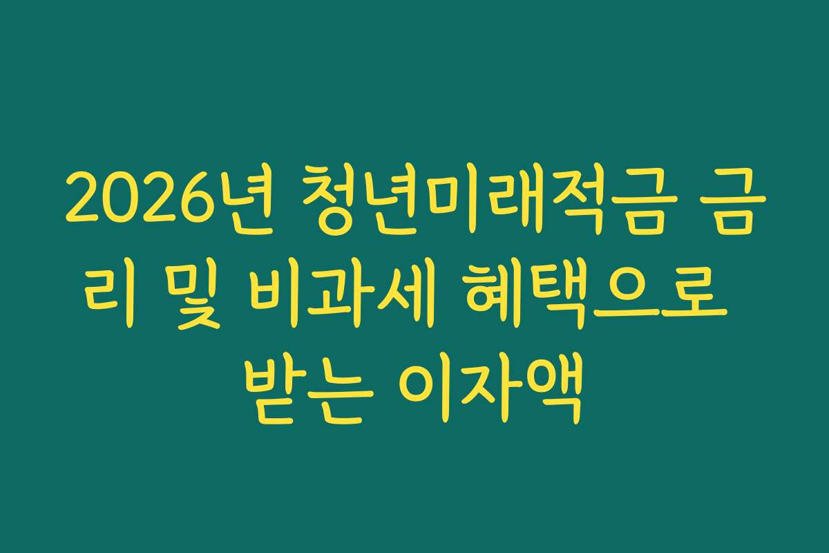 2026년 청년미래적금 금리 및 비과세 혜택으로 받는 이자액