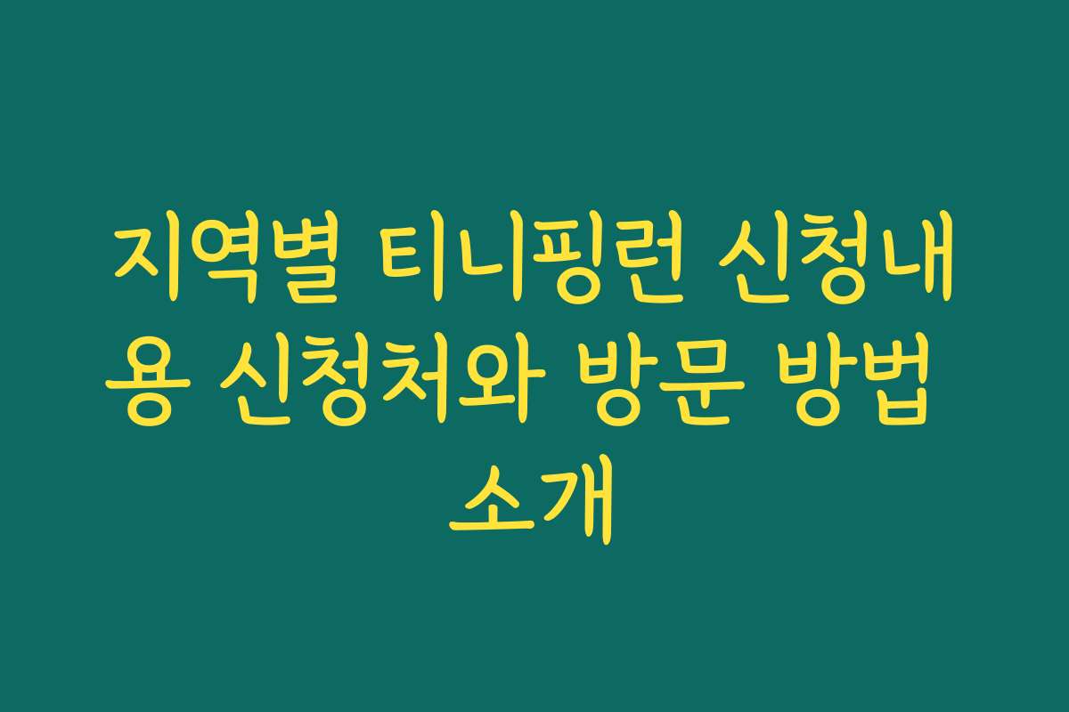 지역별 티니핑런 신청내용 신청처와 방문 방법 소개